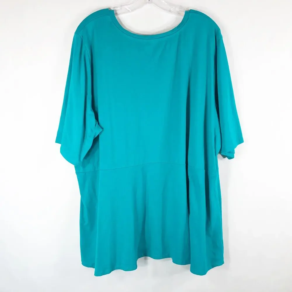 Jessica London Plus Size 30 32 Blouse Peplum Top Green‎ Short Sleeve Stretch 244 - Picture 3 of 8